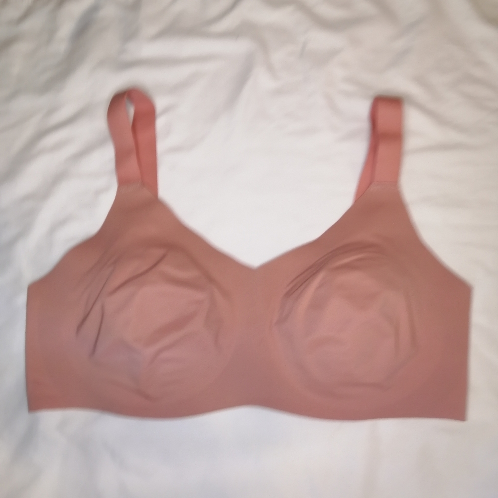 Knix Padded V-Neck T-Shirt Bra Wireless Fit Pink Knix 7+ (Fits 36F, 38E, 38F)